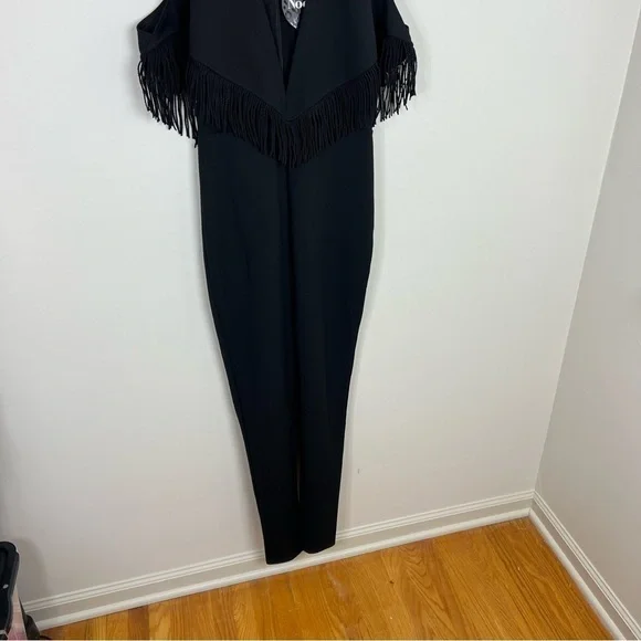 Nookie Womens Iris Black Fringe Skinny Leg Evening Jumpsuit‎ NWT - Picture 12 of 14